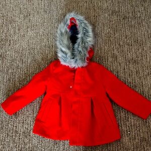 Cat & Jack Red Winter Coat with Faux Fur Hood 😍 ♥️ 👌